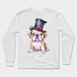 Watercolor Bulldog in Magic Hat Long Sleeve T-Shirt